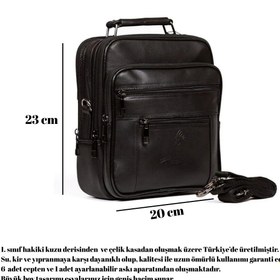Resim CERFF LEATHER CLUP Omuz Askılı Hakiki Deri Erkek El Çantası (BÜYÜK)20*24cm) 
