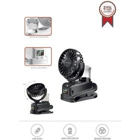 Resim Torima F-14 Siyah Dijital Ekranlı Şarjlı Su Kapasiteli Mini Masa Fan Vantilatör 