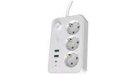 Resim MF Product Jettpower 0370 Akım Korumalı Type-C 2 Usb’li 3’lü Grup Priz 2 M Uzatma Kablosu Beyaz 