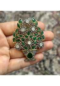Resim Zümrüt Elmas Broş Altın - Sarı 