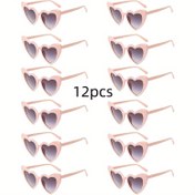 Resim 12 adet Şık Kalp Şekilli Moda Gözlük Erkekler ve Kadınlar İçin - Beyaz Çerçeve ile Gri Lensli, Düğünler, Partiler ve Fotoğraf Aksesuarları İçin Mükemmel, Gözlük Aksesuarları, Fonksiyonel Olmayan Dekoratif Ürün 