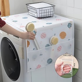 Resim Yan Cebi Olan Çok Fonksiyonlu Kurutma Toz Örtüsü - Suya ve Yağa Dayanıklı, Kolay Temizlenir, Beyaz Plastik, Basit Desenli, Etkili Toz Kontrolü, Büyük Depolama Kapasiteli Saklama Çantası, Kurutucu için Yedek Parçalar 