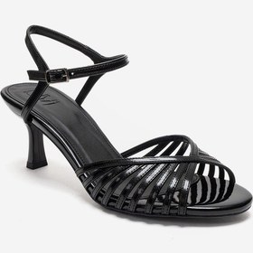 Resim Luvishoes Danıca Siyah Rugan İnce Bantlı Kadın Topuklu Ayakkabı 