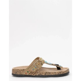 Resim Guja 25Y102-7 Kadın Taşlı Parmak Arası Terlik Camel 