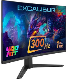 Resim CASPER Excalibur E27FVC-E 27" 300HZ 1MS 400NIT Fast VA Curved HDR10 Oyuncu Monitörü 