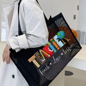 Resim Büyük Kapasiteli Mesh Tote Çantası Öğretmenler için - Dayanıklı Polyester, Kitaplar ve Küre ile "ÖĞRETMEN" Grafik Tasarımı, Seyahat, Dış Mekanlar için İdeal - Kadınlar, Arkadaşlar, Öğrenciler için Mükemmel 