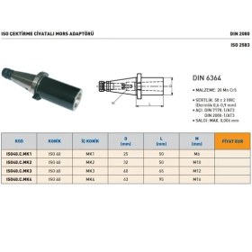Resim Fett ISO40.C.MK4 Iso Çektirme Civatalı Mors Adaptörü 