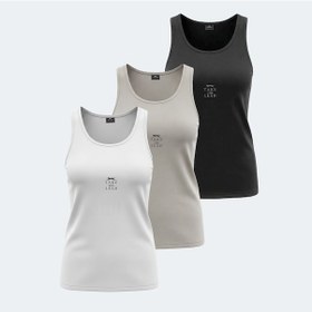 Resim Slazenger VLADLEN 3 lü Set Kadın Beyaz - Siyah - Taş Gri Atlet 