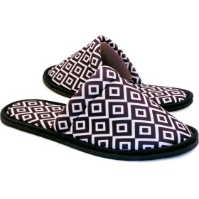 Resim Chochili Erkek Siyah Geometrik Desenli Yumuşak Tabanlı Ev Terlik 