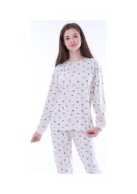Resim Zuzunga Minimal Çiçek Detaylı Mavi Kız Çocuk Pijama Takımı Mavi 