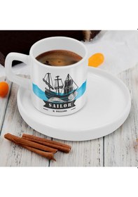 Resim Bk Gift Kişiye Özel Sunum Tabaklı Denizci Tasarımlı Kahve Fincanı-4, Sevgiliye Hediye, Arkadaşa Hediye, Denizciye Hediye Kobitmeyen137804 Bk Gift 