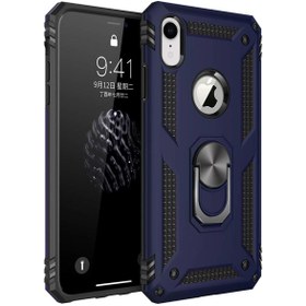 Resim Microsonic Apple iPhone XR Kılıf Military Ring Holder Lacivert 