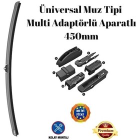 Resim Silecek Süpürgesi Üniversal Muz Tipi Multi Adaptörlü Aparatlı 450mm 45cm Silbak 
