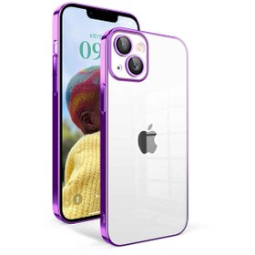 Resim CaseWorld Apple Iphone 13 Ile Uyumlu Kapak Lens Korumalı Arkası Şeffaf Sert Mika Kılıf - Mor 