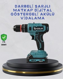 Resim Tek Çift Bataryalı Şarjlı Matkap Dijital Ekranlı Set Najmaddin 