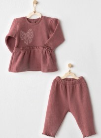 Resim Kız Bebek Takım 2 Parça Set Casual Ac26204 Pudra 