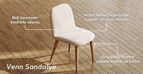 Resim Lyno 77x140 Sabit Yemek Masası Takımı (Roa Bench & 4 Venn Sandalye) - Kadife - Hardal / Açık 
