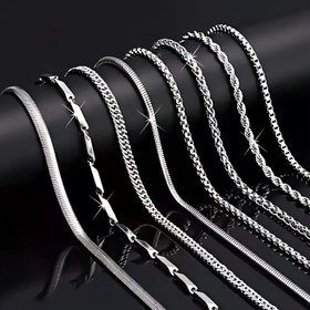 Resim 8 Parça Erkekler İçin Minimalist 316L Paslanmaz Çelik Hip Hop Küba Bıçaklı Twist Zincir Kolye Takımı, Arkadaşlar ve Aile İçin Mükemmel Hediye 