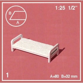 Resim Schulcz 579001 1/25 Ölçek, Karyola-Tek Kişilik-Beyaz 