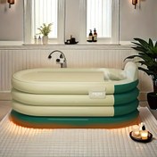 Resim 1 adet Büyük Şişme Banyo ile Hava Pompası - Yetişkin Boyutu Dayanıklı PVC Taşınabilir Dikdörtgen Banyo 1-3 Kişilik, Elektrik Gerektirmez, Ev, Patio, Banyo ve Rahat Soğuk İçin Kolay Temizlik Tasarımı, Şişme Banyo, Patio Rahatlığı, Şık Dikdörtgen Banyo, Kolay Temizlik Malzemesi 