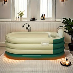 Resim 1 adet Büyük Şişme Banyo ile Hava Pompası - Yetişkin Boyutu Dayanıklı PVC Taşınabilir Dikdörtgen Banyo 1-3 Kişilik, Elektrik Gerektirmez, Ev, Patio, Banyo ve Rahat Soğuk İçin Kolay Temizlik Tasarımı, Şişme Banyo, Patio Rahatlığı, Şık Dikdörtgen Banyo, Kolay Temizlik Malzemesi 