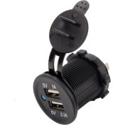Resim Aogo Motosiklet Araba Tekne Çift USB Şarj Soketi 5V1A 5V2.1A 2 USB Güç Çıkışı Su Geçirmez 12 V USB Priz 