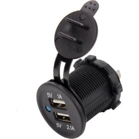 Resim Aogo Motosiklet Araba Tekne Çift USB Şarj Soketi 5V1A 5V2.1A 2 USB Güç Çıkışı Su Geçirmez 12 V USB Priz 