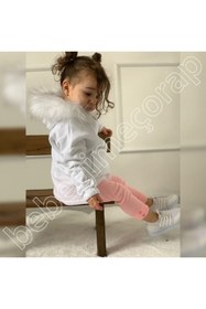 Resim BEBEĞİME ÇORAP Fitilli Triko Bebek Taytı - Fitilli Triko Bebek Pantolonu - Pembe 