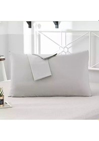 Resim Gri Renkli Pamuklu Ranforce Kumaştan Yastık Kılıfı 2 Adet 