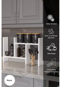 Resim Lidya Çok Amaçlı Raf Mutfak Tezgah Üstü Organizer Banyo Mutfak Düzenleyici Beyaz Beyaz 