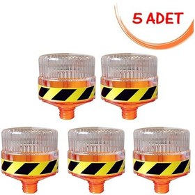 Resim Solar Led Flaşör Güneş Enerjili Ledli Flaşör Lamba Solar Uyarıcı Flaşör Sarı Evelux 11819 Fl S 5 Adet 