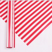 Resim İki Renkli Çizgili Çiçek Ambalaj Kağıdı Suya Dayanıklı Hediye Paketleme Kağıdı Kırmızı 