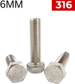 Resim M6 Paslanmaz Civata Altıköşe Başlı Dın933 A4 Aısı 316 Kalite - 20'li Set M6 x 30 