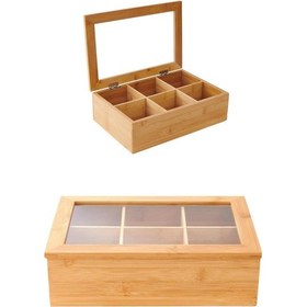 Resim Bambu Organizer Kutu Takı Aksesuar Kutusu, Çay Kutusu 6 Bölmeli 