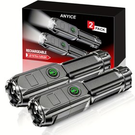 Resim 1 adet/2 adet LED El Feneri, Dış Mekan ve Ev Kullanımı için Sağlam Flaş Işığı 