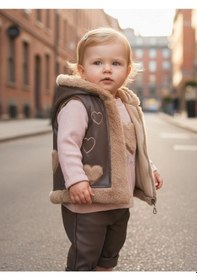 Resim Kız Bebek Deri Yelek Body Ve Taytlı 3'lü Eşofmantakımı-16240 Çok Renkli 