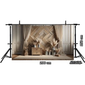 Resim Venspor Rustik ve Şık Salon Arkaplanı, 200x150cm, Fon, Duvar Örtüsü 