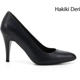 Resim Gönderi(r) Kadın Lacivert Sivri Burun İnce Topuklu Hakiki Deri Stiletto 