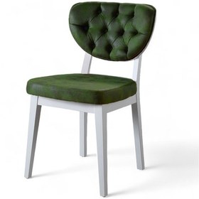 Resim Boston Sandalye - Milas Yeşil - Beyaz Gürgen İskelet 