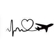 Resim Kalp Ritimli Uçak Duvar Dekor Sticker 54 X 20 Cm 