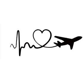 Resim Kalp Ritimli Uçak Duvar Dekor Sticker 54 X 20 Cm 