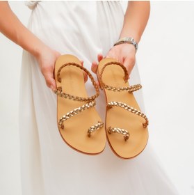 Resim AuthenticSandals Hakiki Deri Gold Kadın Bodrum Sandaleti - K5416 