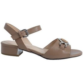 Resim Poletto Hakiki Deri Bıskuvı Sandalet Topuklu 4652 156-2252 Bıskuvı Bej 