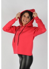 Resim Kadın Kapüşonlu Sweatshirt Nar Çok Renkli 