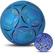 Resim Youtek Gece Parlayan 5 Numara Futbol Topu - Pompa Ve Ağ Hediyeli Mavi 