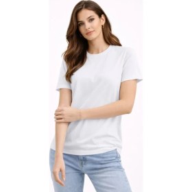 Resim Marsilyan- Bisiklet Yaka Tişört Regular Kalıp Basic Pamuklu Günlük Kullanım T-Shirt - Beyaz 