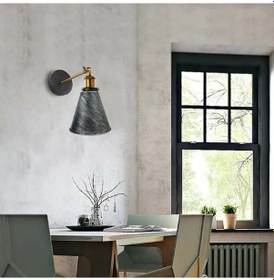 Resim Riolight Vintage1,rustik1 Fırçalı Gri Patinalı Eskitme Mafsallı Hareketli Başlık Metal Duvar Aplik Rio Light 
