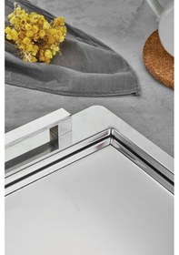 Resim Polochef Köprü Çay Kahve Sunum Tepsisi Paslanmaz Çelik Gümüş 