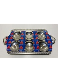 Resim Çelik Çay Seti 13 Parça Gümüş 