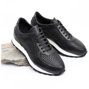 Resim SİYAH Gön Platinum Hakiki Deri Örgü Bağcıklı Erkek Sneaker 34129 Gön